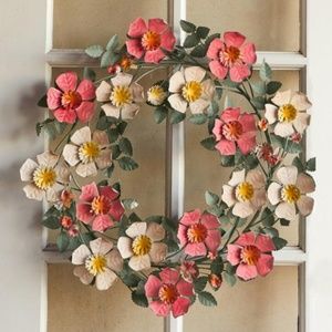 Rare! New Sundance Catalog Rhapsody In Bloom Metal Wreath NWT